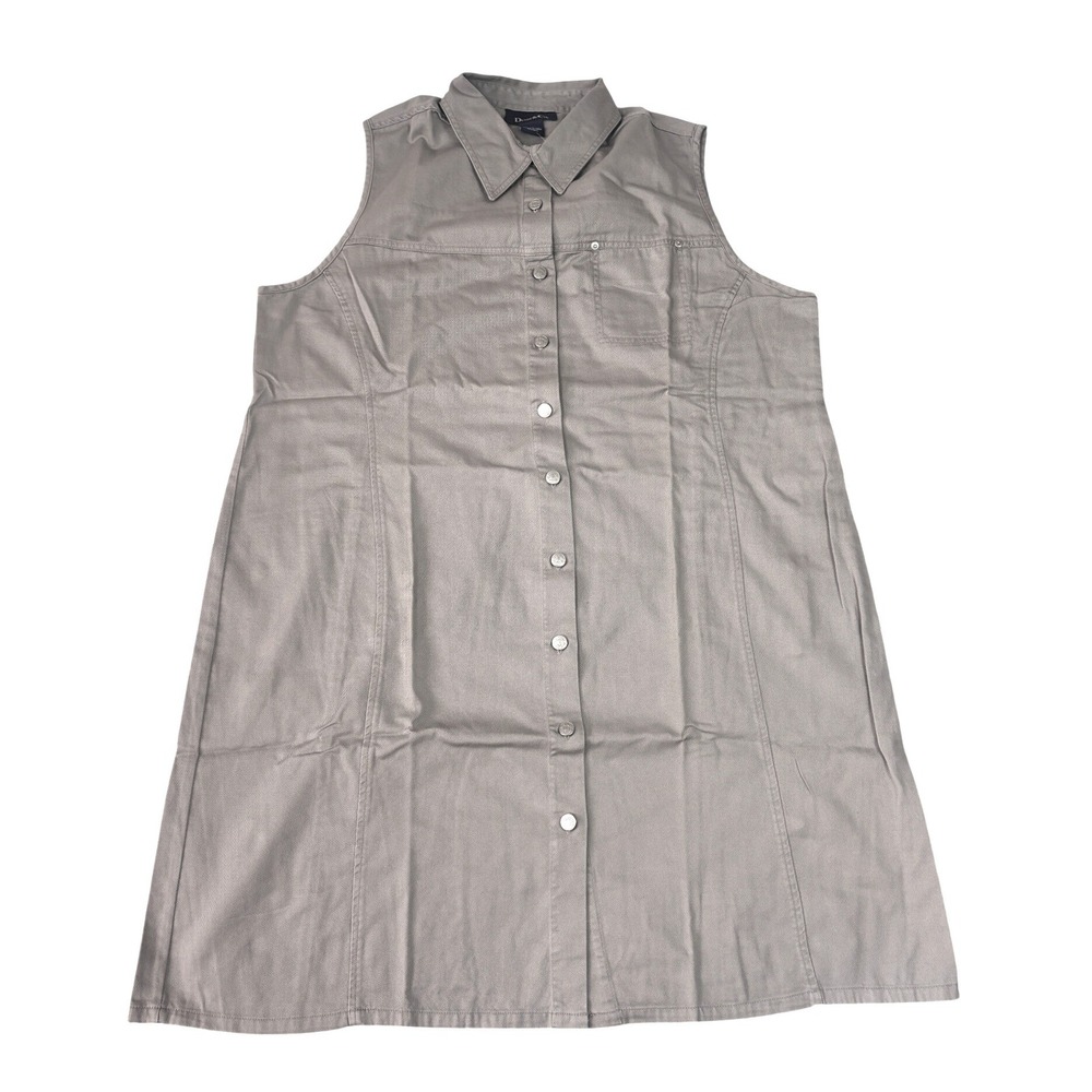 Denim & Co Button Front Shirt Dress tan Womens 1X new cotton summer tunic